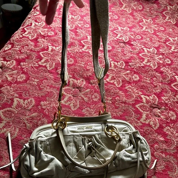 Miu Miu Gray Slouchy Shoulder Bag with Gold-Tone Accents - Picture 11 of 11
